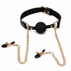Best deal 🥰 Bondara Luxe Gilded Cage Ball Gag With Nipple Clamps 🎁