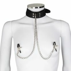 Deals 😀 Bondara Luxe Leather Collar With Nipple Clamps ❤️ -Bondage Clothing Sale unnamed file 1075