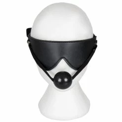 Hot Sale 😍 Bondara Black Faux Leather Blindfold With Ball Gag 🤩 -Bondage Clothing Sale unnamed file 1187