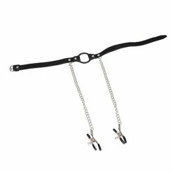 Best Pirce 🛒 Bondara Luxe Leather O-Ring Mouth Gag With Nipple Clamps 🎁 -Bondage Clothing Sale unnamed file 1270