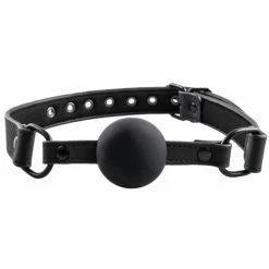 Outlet 💯 Bondara Matte PU Black Silicone Ball Gag With D-Rings 🧨