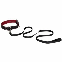 New 🥰 Bondara Luxe Black And Red Leather Collar With Leash 🧨