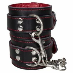 New ⭐ Bondara Luxe Black And Red Leather Handcuffs 🔥