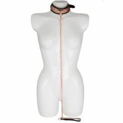 Cheapest 🌟 Bondara Luxe Rose Gold Real Leather Collar With Leash ⌛ -Bondage Clothing Sale unnamed file 18