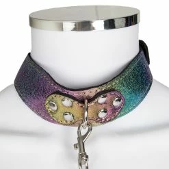 Hot Sale 🎁 Bondara Shiny B!tch Holographic Faux Leather Collar And Leash ✨