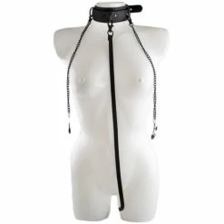 Budget 🌟 Bondara Matte Black Collar, Leash And Nipple Clamps 🛒