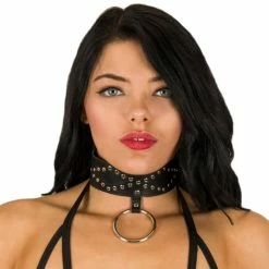 Brand new 💯 Bondara Leather Studded Collar With Large O-Ring 😍