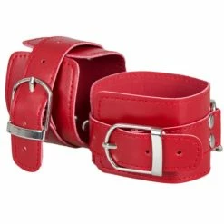 New 🤩 Bondara Red Faux Leather Essential Handcuffs 😍 -Bondage Clothing Sale unnamed file 407