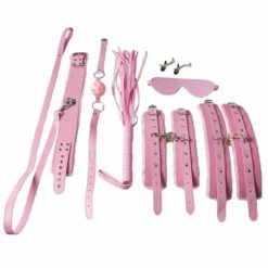 Wholesale 😀 Bondara Pink Faux Leather Furry 8 Piece Bondage Set ✔️
