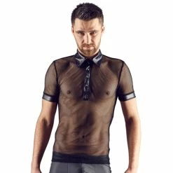 New 👏 Bondara&Sex Svenjoyment Wet Look Fishnet Men's Polo 👕 Shirt 🔥