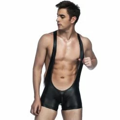 Best deal ⌛ Bondara Man Wet Look Suspender Leotard ⌛