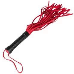 Brand new ✔️ Bondara Black Faux Leather Red Suede Flogger ? 15.5 Inch 🎉