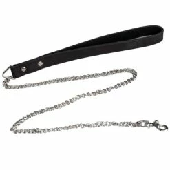 Hot Sale 😉 Bondara Luxe Black Nubuck Leather Chain Leash 🌟