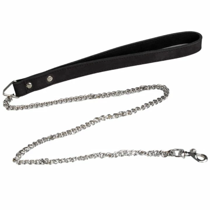 Hot Sale 😉 Bondara Luxe Black Nubuck Leather Chain Leash 🌟 3 Hot Sale 😉 Bondara Luxe Black Nubuck Leather Chain Leash 🌟