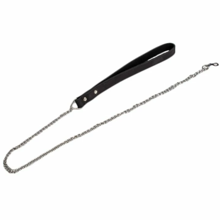 Hot Sale 😉 Bondara Luxe Black Nubuck Leather Chain Leash 🌟 4 Hot Sale 😉 Bondara Luxe Black Nubuck Leather Chain Leash 🌟 - Image 2